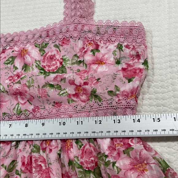 Blu Pepper Pink Floral Dress Cottagecore Lace Trim Feminine Romantic Summer M - Picture 8 of 10